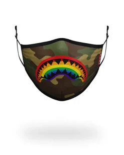 ADULT RAINBOW SHARK FORM FITTING FACE MASK