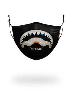 BITE ME SHARK (BLK) POLYESTER FACE MASK