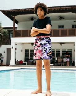 KIDS SPLIT CAMO SWIM TRUNKS