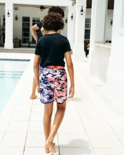 KIDS SPLIT CAMO SWIM TRUNKS