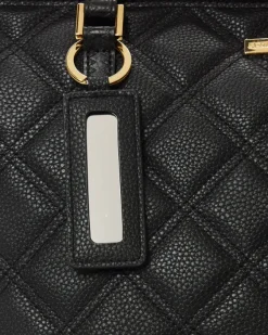 NOIR QUILT GOLD CHAIN SHARK TOTE