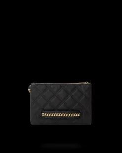 NOIR QUILT GOLD CHAIN SHARK CROSSOVER CLUTCH
