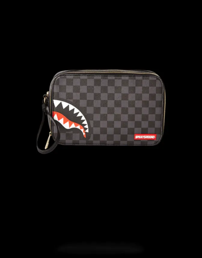 SHARKS IN PARIS (BLACK CHECKERED EDITION) TOILETRY AKA MONEY BAGS