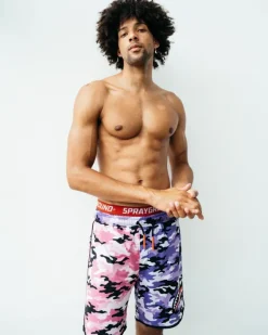 SPLIT CAMO CORTO SWIM TRUNKS
